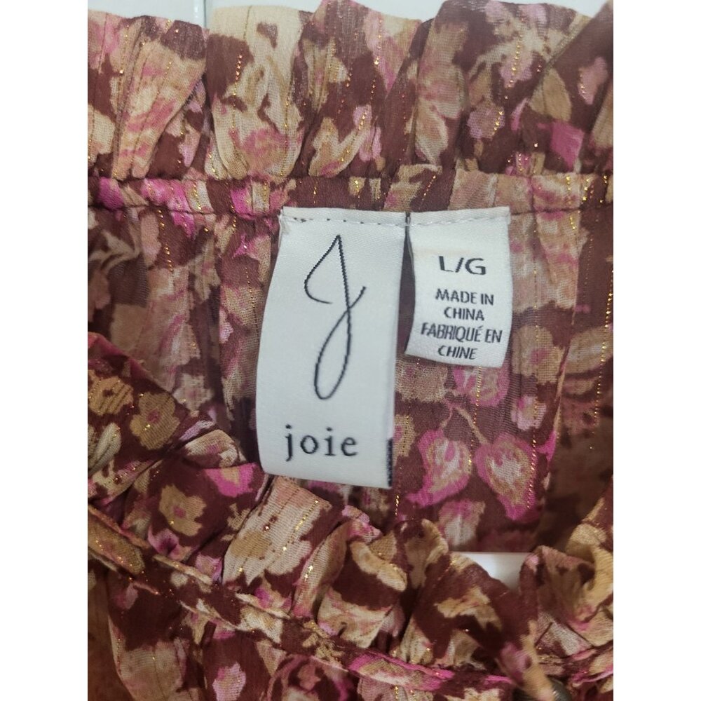 joie women's LG Semi Sheer Floral Metallic Fleck Smock Blouse Top Boho Whimsy - Picture 4 of 9